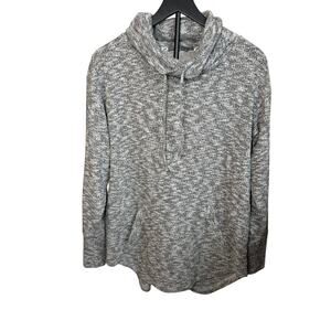 prana womens cowl neck black white heathered drawstring tunic length sweater. M